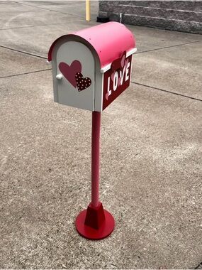 Custom Valentine Pink & Red Decorative Mailbox